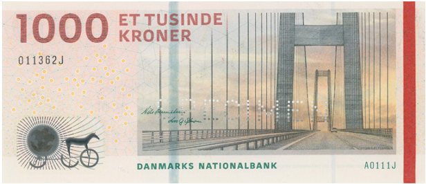 Banknot 1000 koron duńskich DKK. 