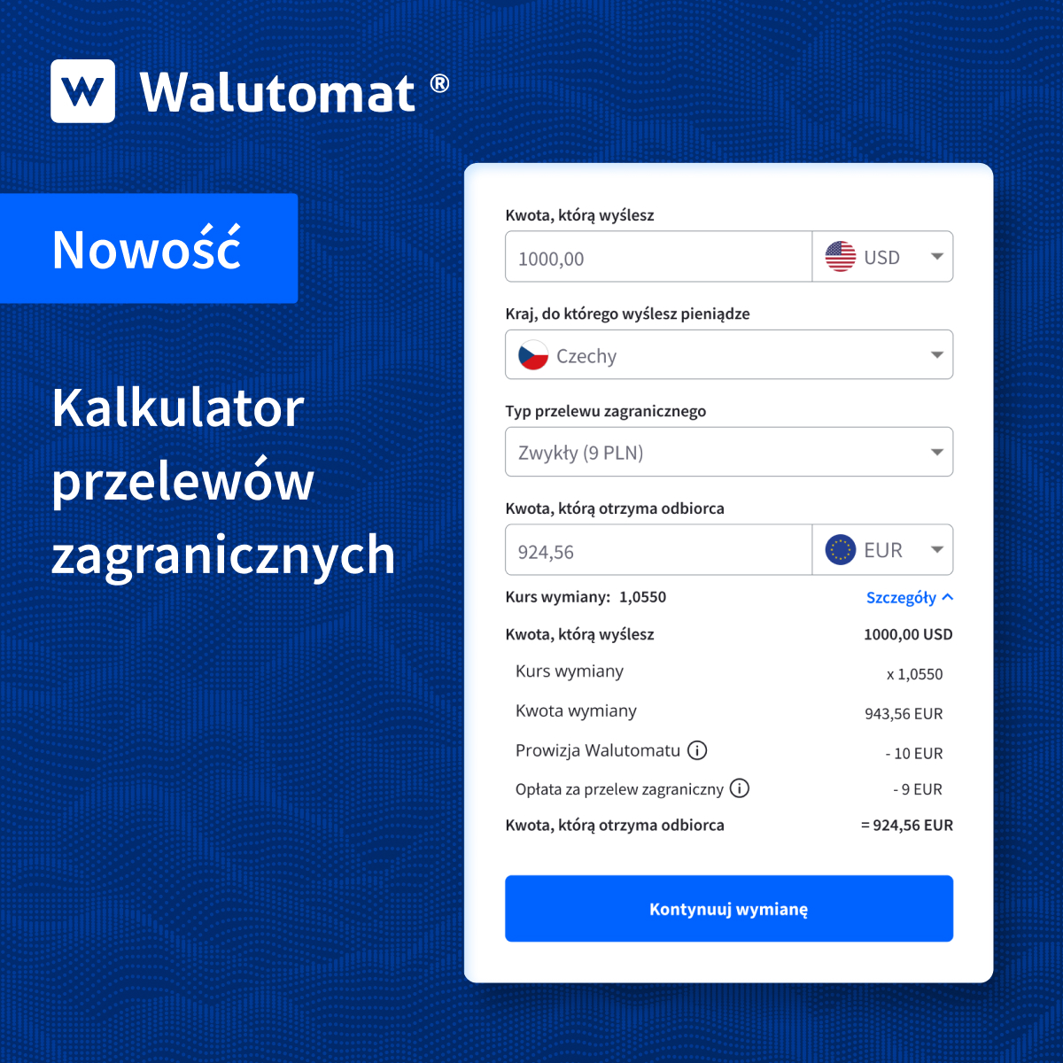 Kalkulator przelewów zagranicznych